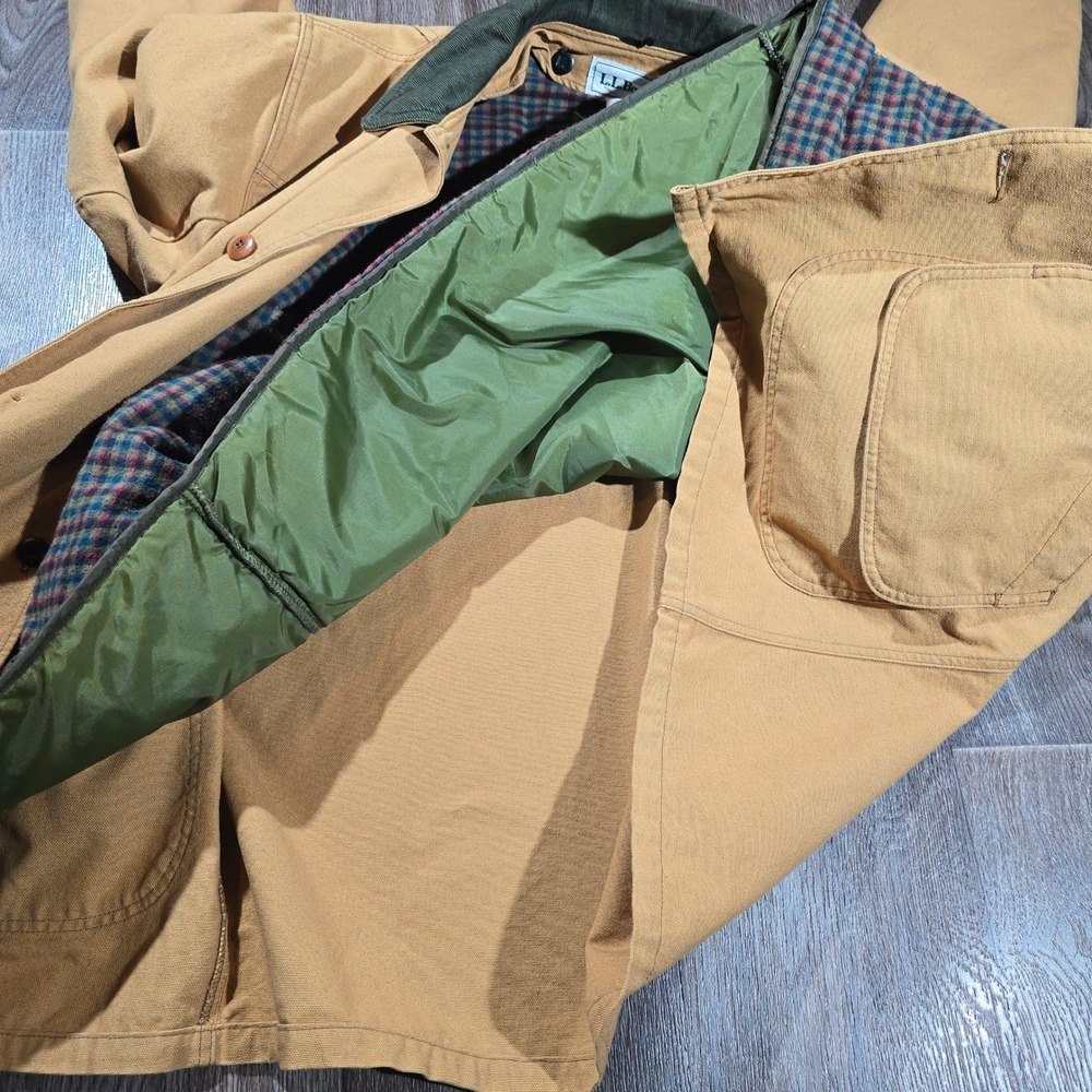 L.L. Bean Field Coat Canvas Hunting Jacket Tall Large Tall Tan Primaloft Flannel - Picture 10 of 16